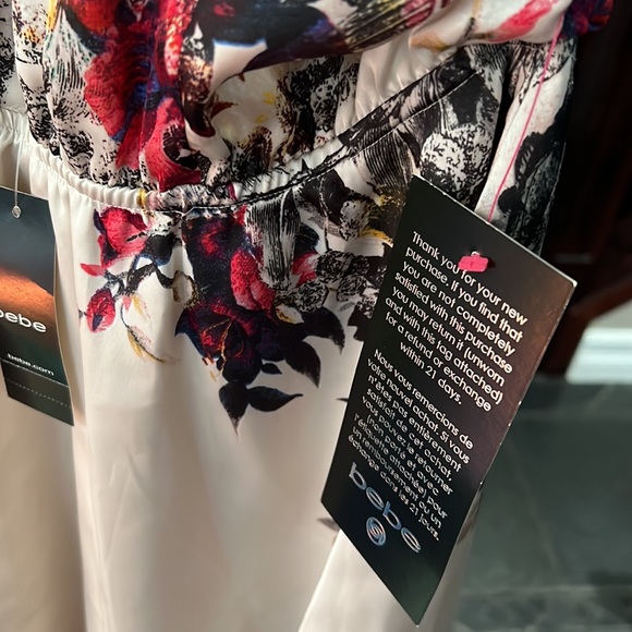 Satin floral multi keyhole dress by BeBe - Picture 3 of 5